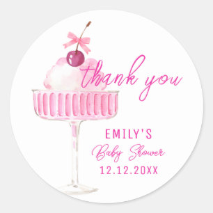 Rosa Cherry Champagne Brunch BubLY Baby Shower Runt Klistermärke