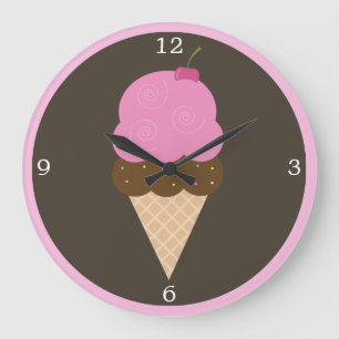 Rosa Cherry Ice Cream Cone Stor Klocka