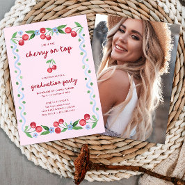 Rosa Cherry överst | Whimsical Grad Party Photo Inbjudningar
