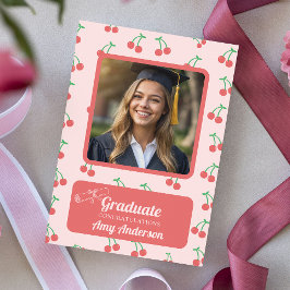 Rosa Cherry Photo Roligt Cute Studenten Kort