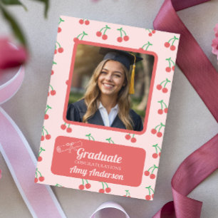 Rosa Cherry Photo Roligt Cute Studenten Kort