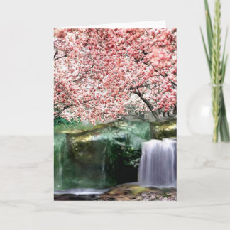 Rosa Cherry Sakura Japansk Blommar Träd Card Kort