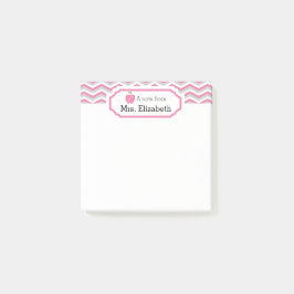 Rosa Chevron Apple Monogrammed Teacher Note Post-it Block