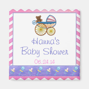 Rosa Chevron Baby Pram Baby Shower Favor Magnet