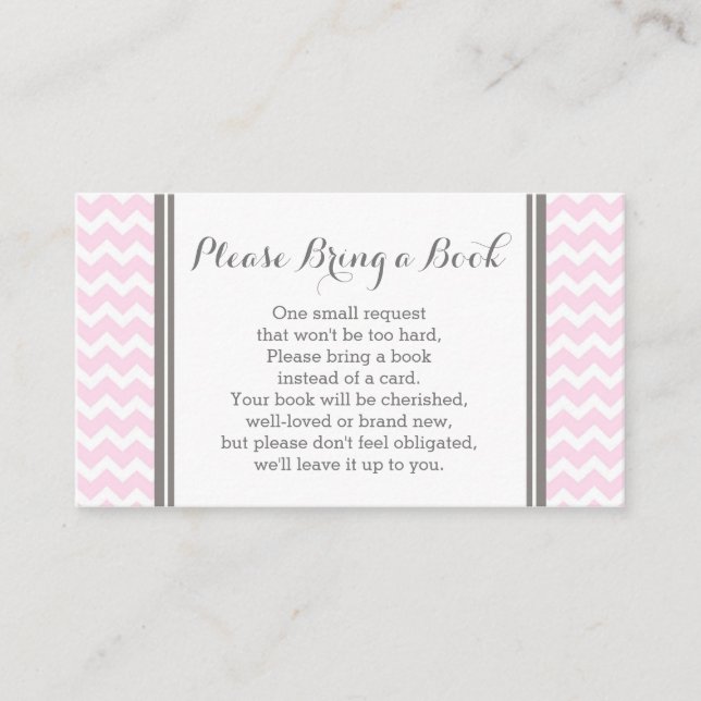 Rosa Chevron Baby Shower Bok Request Card Tilläggskort (Framsida)