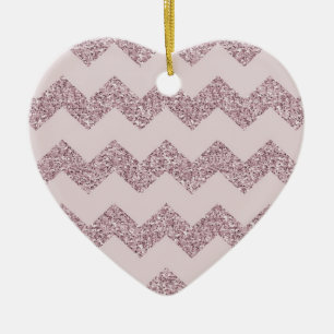 Rosa Chevron Faux Glitter Julgransprydnad Keramik