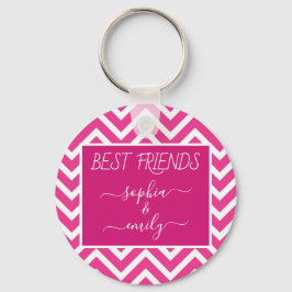 Rosa Chevron för den moderna bästa vänendskriften Nyckelring