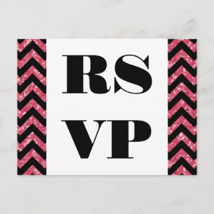 Rosa Chevron Glitter OSA vykort