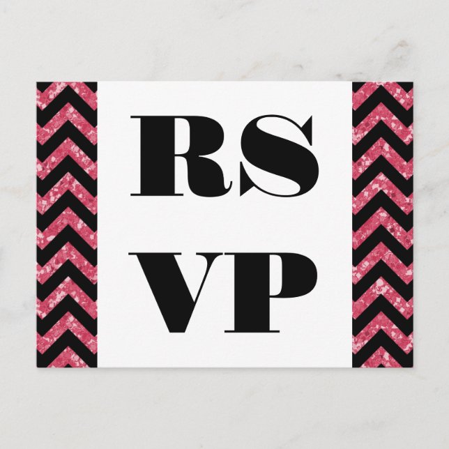 Rosa Chevron Glitter OSA vykort (Framsida)