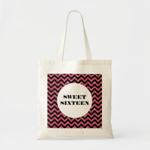 Rosa Chevron Glitter Sweet 16 Tote Bag Tygkasse