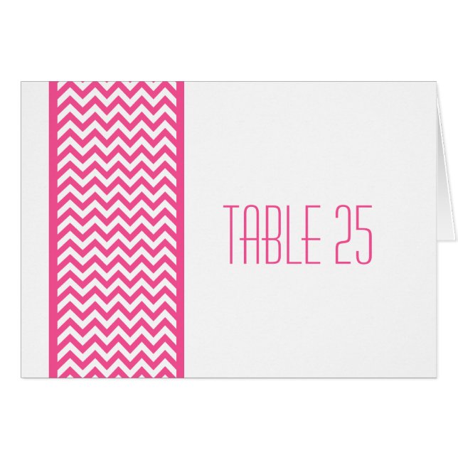 Rosa Chevron Gräns Bordsnummer Card Hälsningskort (Framsidan Horizontal)