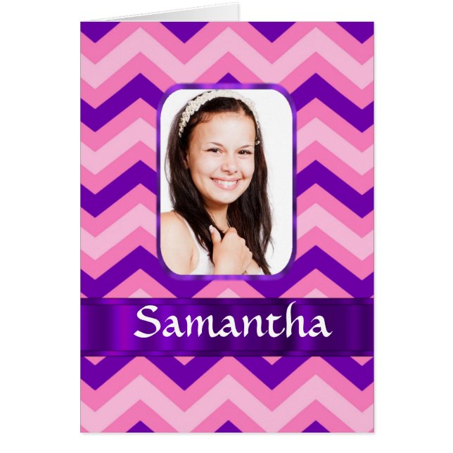 Rosa Chevron Hälsningskort (Framsidan)