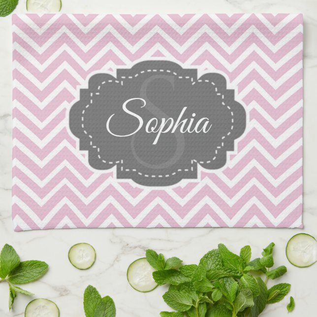 Rosa Chevron Kitchen Towel Kökshandduk (Vikta)