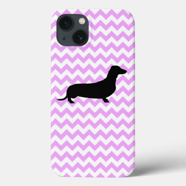 Rosa Chevron med Dachshund Silhouette (Baksida)