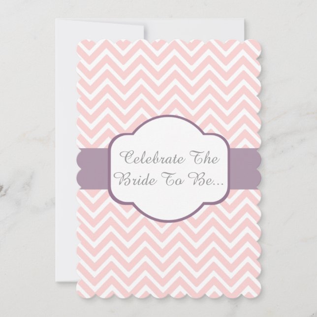 Rosa Chevron med lila cigarettbanddesign Inbjudningar (Framsida)