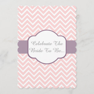 Rosa Chevron med lila cigarettbanddesign Inbjudningar