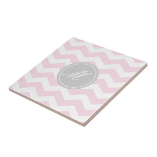 Rosa Chevron med Monogram Tiles Kakelplatta