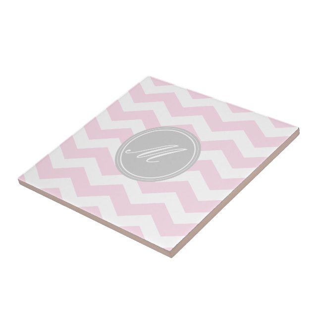 Rosa Chevron med Monogram Tiles Kakelplatta (Sidan)