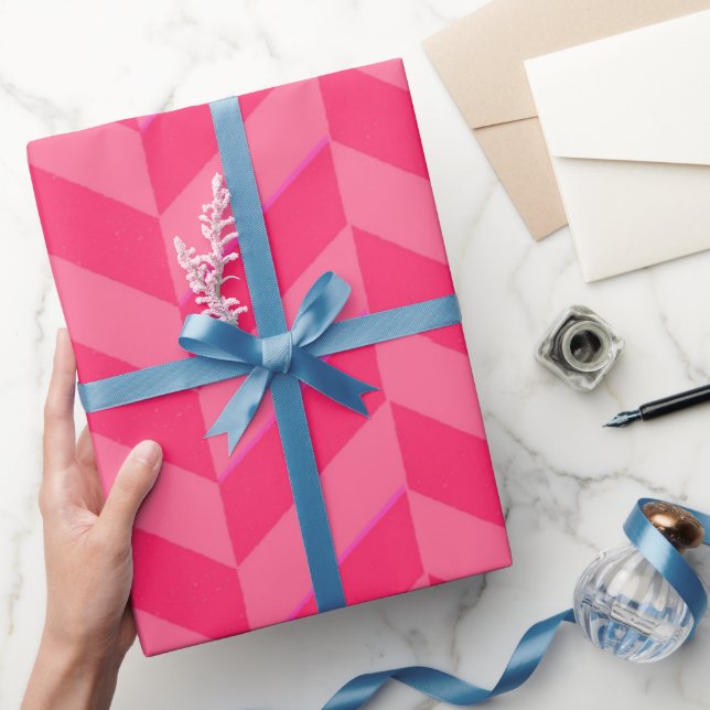 Rosa Chevron Modern Gift-figursättning Presentpapper (Gifting)