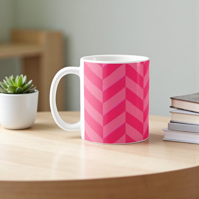 Rosa Chevron Modern Tea & & Kaffemugg (Pink Chevron Modern Tea & Coffee Mug)