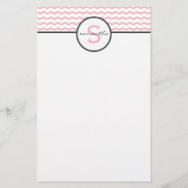 Rosa Chevron Monogram Brevpapper
