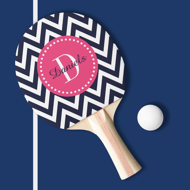 Rosa Chevron Monogram Pingisracket (Skapare uppladdad)