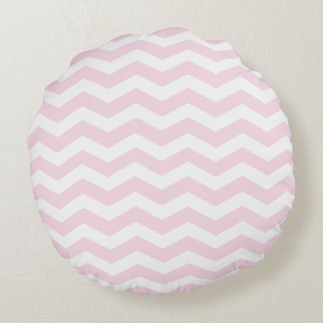 Rosa Chevron Mönster Round Pillows Rund Kudde (Baksidan)