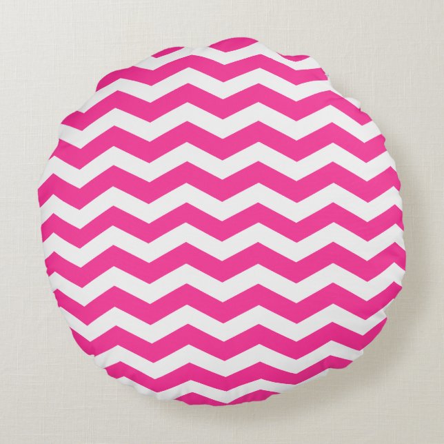 Rosa Chevron Mönster Round Pillows Rund Kudde (Baksidan)