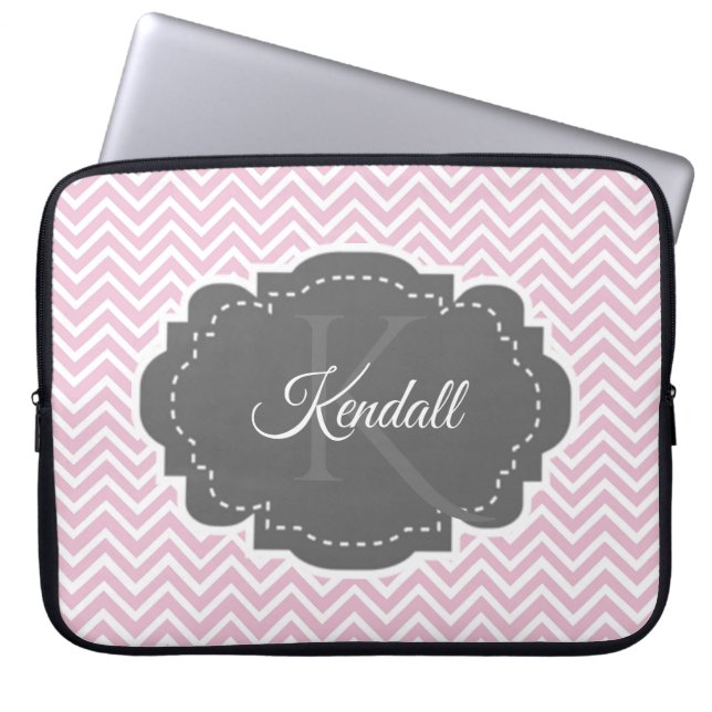 Rosa Chevron Personlig Laptop sleeve (Framsidan)