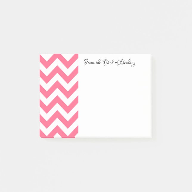 Rosa Chevron Personlig Post IT Notes Post-it Block (Framsida)