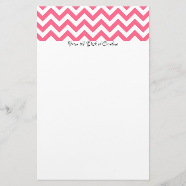 Rosa Chevron Personlig Stationery Brevpapper (Framsida)
