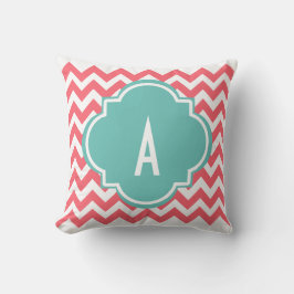 Rosa Chevron Rand Monogram Pillow Kudde