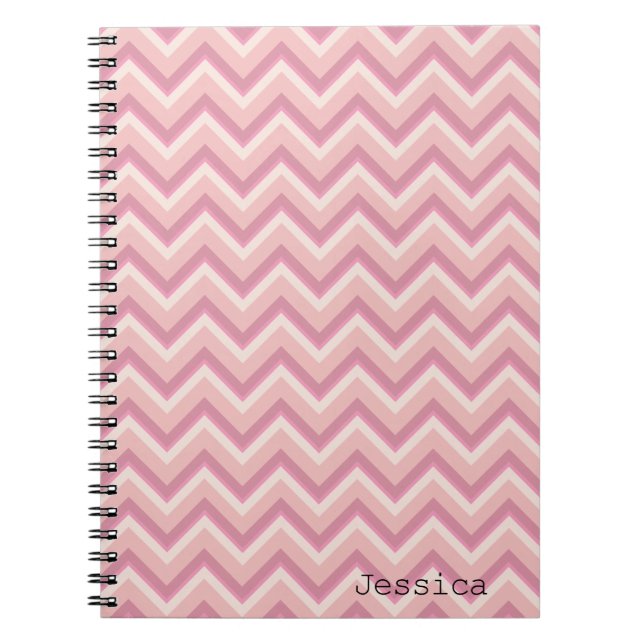 Rosa Chevron Söt bärbar  Anteckningsbok (Framsidan)