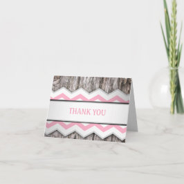 Rosa Chevron & Trä Rustika Tacksamhetskort Tack Kort