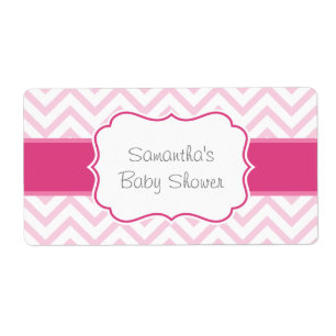 Rosa Chevron Vattenflaska Label Fraktsedel