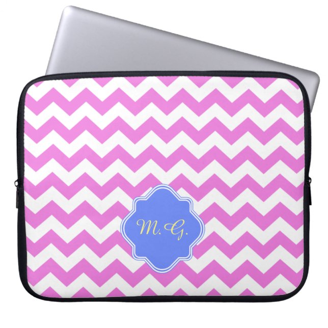 Rosa Chevron Zigzag Mönster Laptop Sleeve (Framsidan)