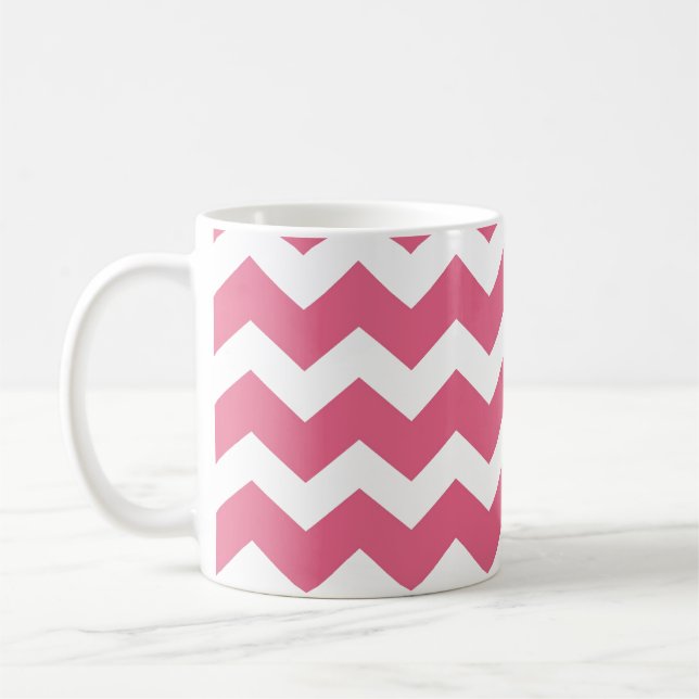 Rosa Chevron zigzag mönster modern trend Kaffemugg (Vänster)