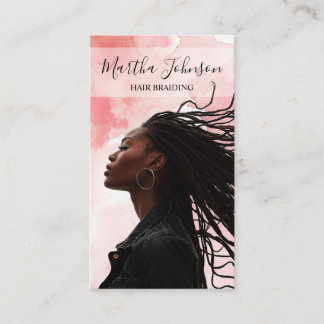 Rosa Chic Afro American Braids Braiding QR Code Visitkort