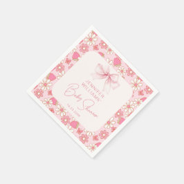 Rosa Chic Berry Sweet Bow Flicka Shower Papper Pappersservett