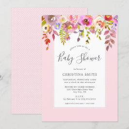 Rosa chic blommig baby shower inbjudningar