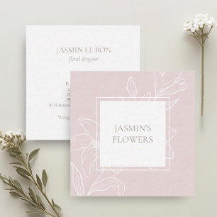 Rosa Chic Blommigt etikett Fyrkantigt Visitkort