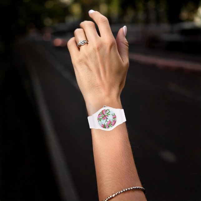 Rosa Chic Blommigt Peonies Simple Elegant Flowers Armbandsur (Peonies Floral Watch)