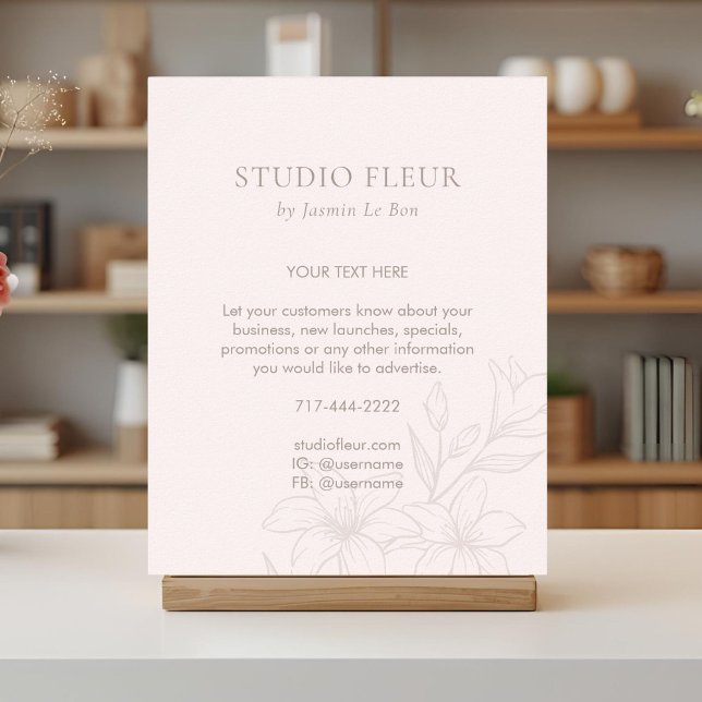  Rosa | Chic Blommigt text Befordra  Poster (Skapare uppladdad)