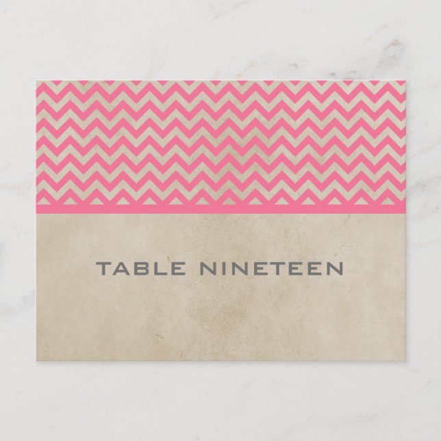Rosa Chic Chevron Bordsnummer vykort (Framsida)