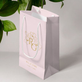 Rosa | Chic falskt guldmonogram välkomstbröllop