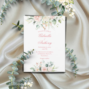 Rosa-Chic för Elegant i bröllop Blommigt, skript B Inbjudningar