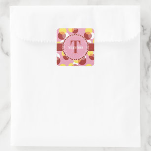 Rosa Chic Geometric Polka dots Mönster Fyrkantigt Klistermärke