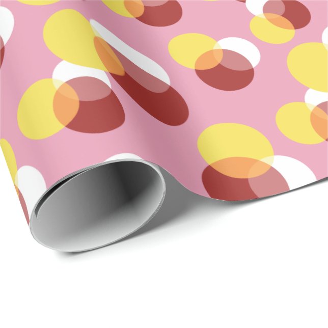 Rosa Chic Geometric Polka dots Mönster Presentpapper (Rullad Hörn)