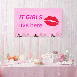 Rosa Chic Girls Party Lipstick Dorm Sign