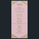 Rosa Chic Guld Glitter Flakes Glam Bröllop Meny<br><div class="desc">Röd ros på det svarta Bröllop-menykortet. Matchande objekt i min butik.</div>